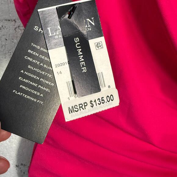 Ralph Lauren Womens Solids One Shoulder 1Piece Pink, 14 MSRP $135 - Picture 7 of 15